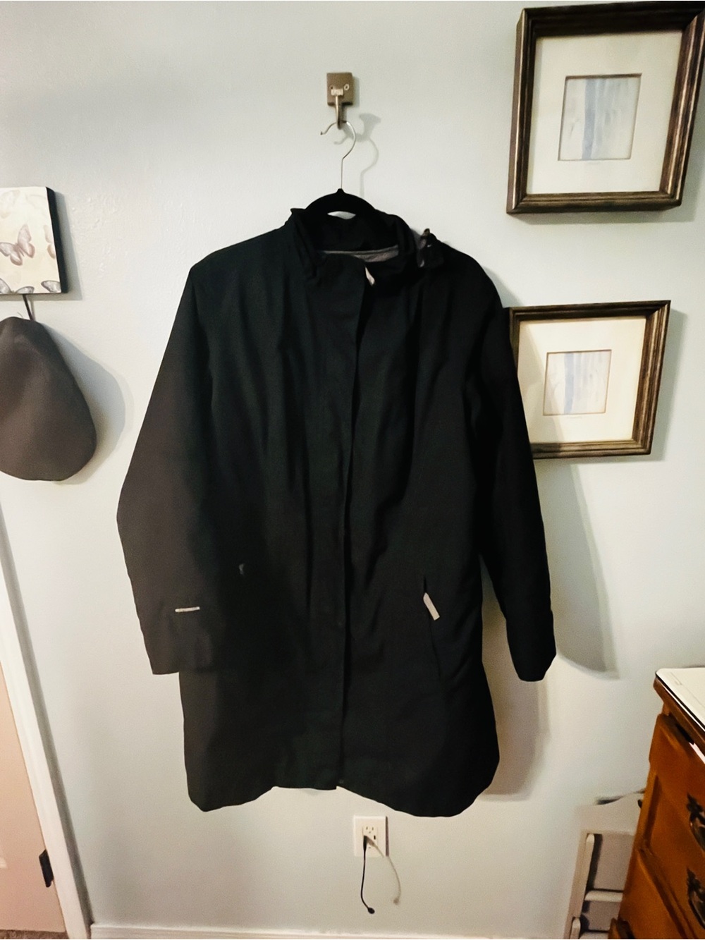 Eddie Bauer Weatheredge  Black Hooded Rain Coat 1x